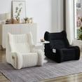 thumbnail image 6 of Giant Bean Bag Chairs for Adults, Chenille Lazy Floor Sofa with 21-inch High Backrests and Side Pocket, Cozy Accent Lounge Chair for Living Room, Black, 6 of 8