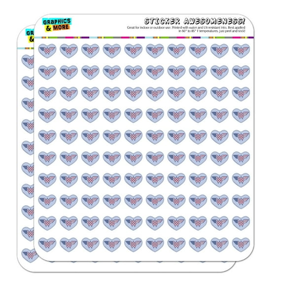 Wonder Woman USA American Flag Logo Heart Shaped Planner Calendar Scrapbook Craft Stickers