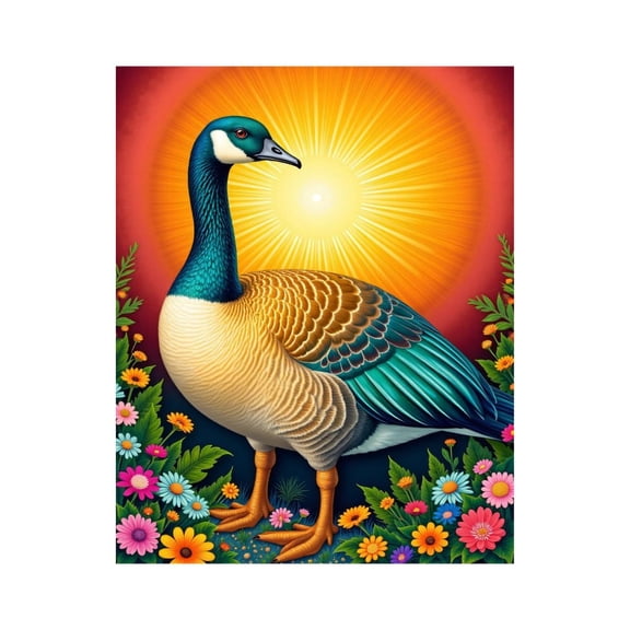 Paint By Numbers Kit for Adults Beginner - DIY Goose Sunburst Floral Art Canvas Painting Kits for Adults, Frameless Paint By Number for Adults for Home Wall Decor 16x20 Inch
