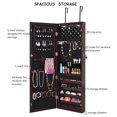 thumbnail image 6 of Giantex Wall/Door Mounted Jewelry Cabinet Armoire, Lockable Armoire Cabinet w/ Full Length Mirror, 2 LED Lights, Adjustable Hanging Hooks, Jewelry Organizer for Dressing Make-up (Brown), 6 of 10