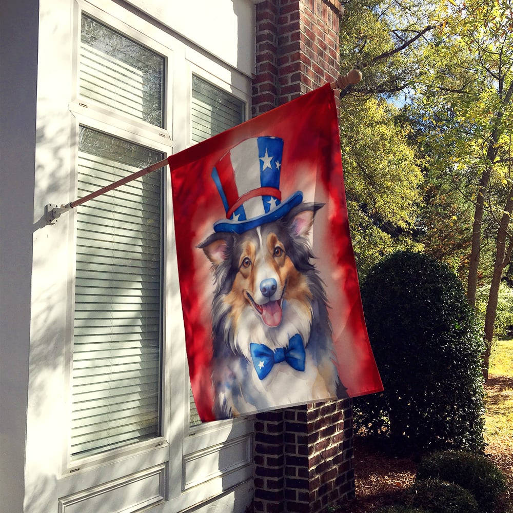 Collie Patriotic American House Flag 28 in x 40 in