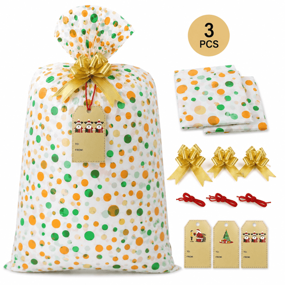 Extra Large Gift Bags Oversized Plastic Storage Bags Jumbo Wrapping Bags for Presents Birthday Christmas Party 36'' x 56'' 3 Pcs