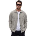 thumbnail image 4 of Vxararl Men’s Fall Corduroy Shacket Jacket, Button‑Down Long‑Sleeve Vintage Corduroy Shirt Overshirt, Casual Shirt Jacket with Dual Chest Pockets for Daily Outings Dark Gray 2xL, 4 of 4
