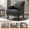 thumbnail image 4 of Modern Vegan Leather Accent Chair Upholstered Sofa Chair Arms Wooden Legs Home Living Room Bedroom Black, 4 of 8