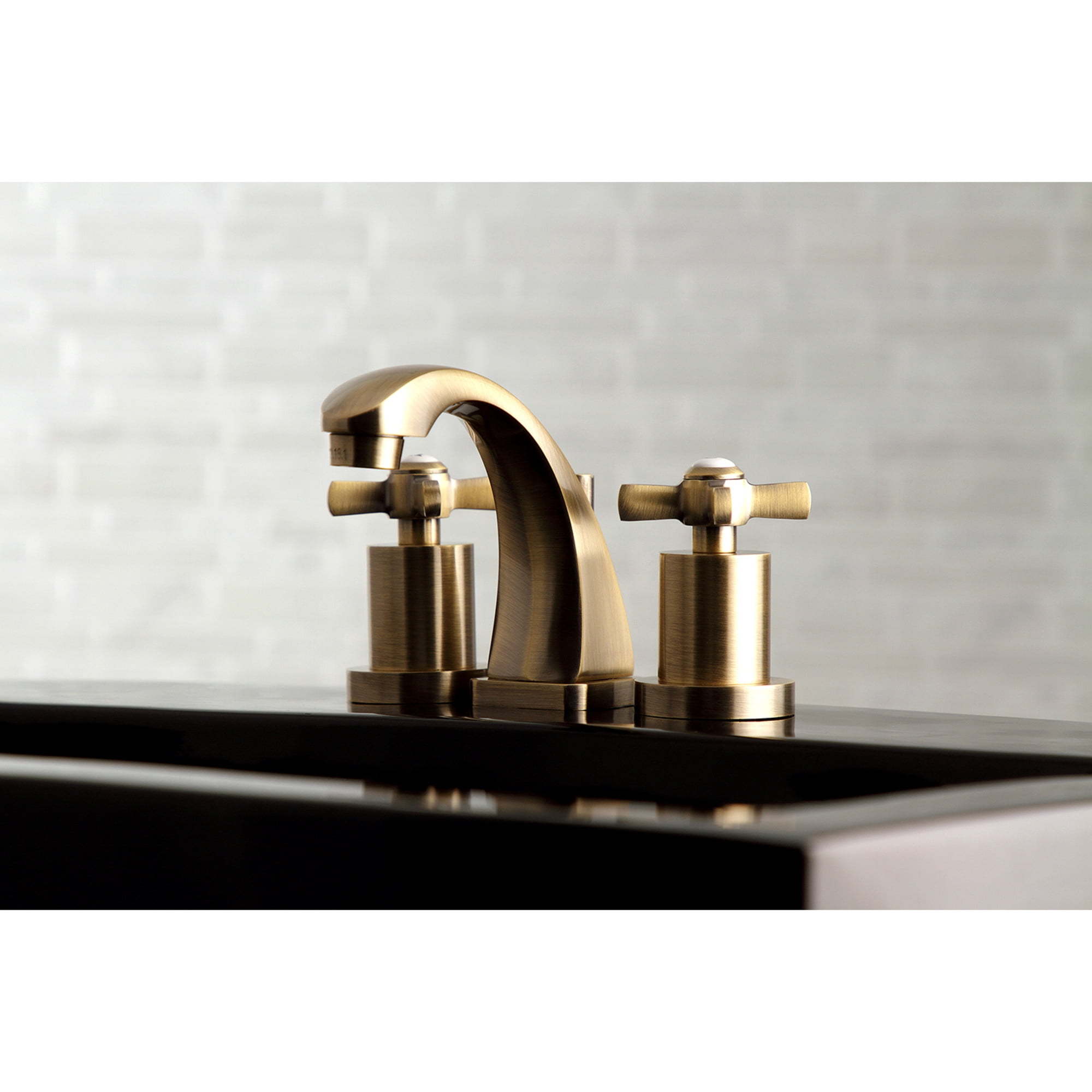 Kingston Brass KS4943ZX Millennium Widespread Bathroom Faucet with Brass Pop-Up, Antique Brass