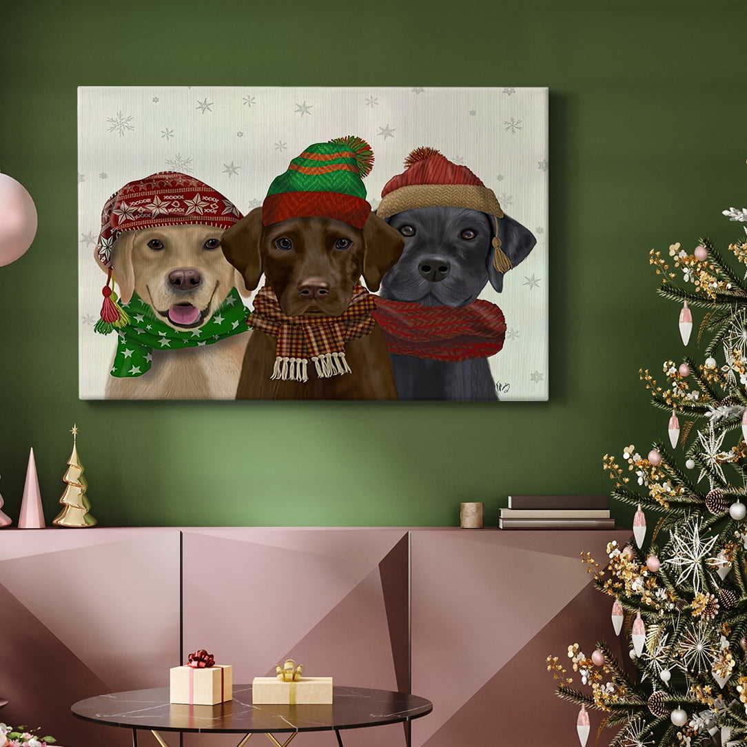 Christmas 3 Winter Labs- Gallery Wrapped Canvas