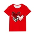 thumbnail image 1 of T-shirt à Manches Courtes pour Fille avec Imprimé Cœur, Col Rond, Sortie, Basique, 1 of 4