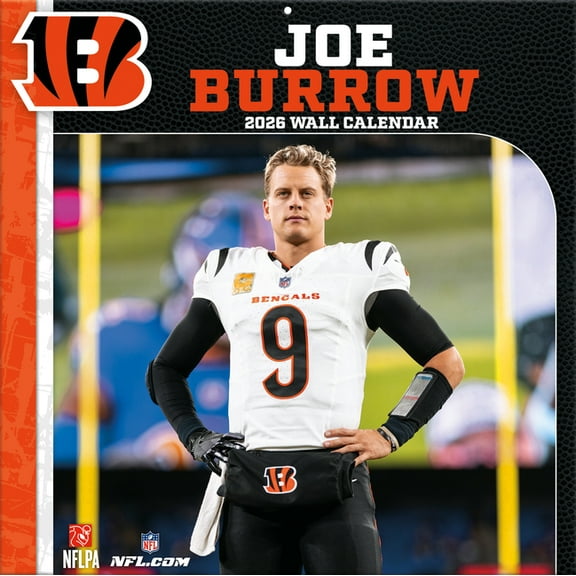 Cincinnati Bengals Joe Burrow 2026 12x12 Player Wall Calendar, (Paperback)