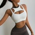 thumbnail image 4 of Ropa interior deportiva push-up para mujer, sujetador deportivo sexy de sujeción media a alta, top de fitness con copas desmontables, color blanco, 4 of 5
