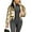 Gold, variant on Women's Shiny Cropped Quilted Puffer Jacket - Zip Up Padded Down Coat Outerwear