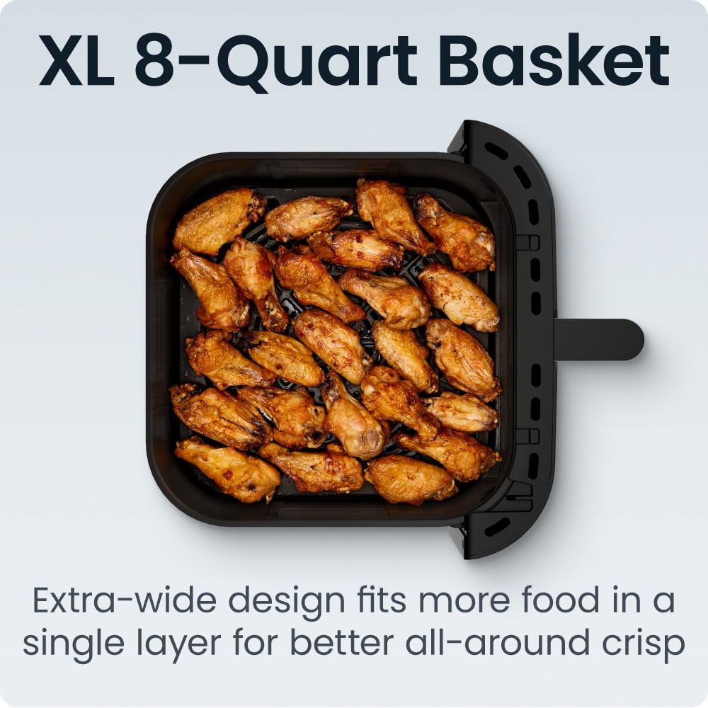 Chefman Crispinator 8-Quart 7-in-1 Air Fryer with Powerful, Whisper-Quiet DC Motor & 450°F Max Temp - Midnight