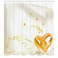 thumbnail image 3 of Ambesonne Wedding Shower Curtain, Rings Heart 3D Style, 69"Wx84"L, Marigold White, 3 of 3