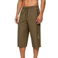 thumbnail image 4 of Casual Summer Shorts for Men Elastic Waist Zipper Pockets Outdoor Running Jogger Capri Pants Fathers Gift, 4 of 8