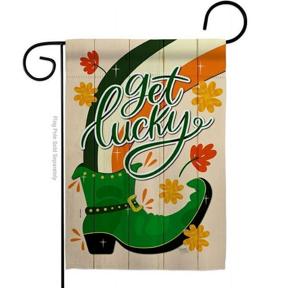Breeze Decor G120035-BO Get Lucky Boot Springtime St Patrick Double-Sided Decorative Garden Flag, Multi Color
