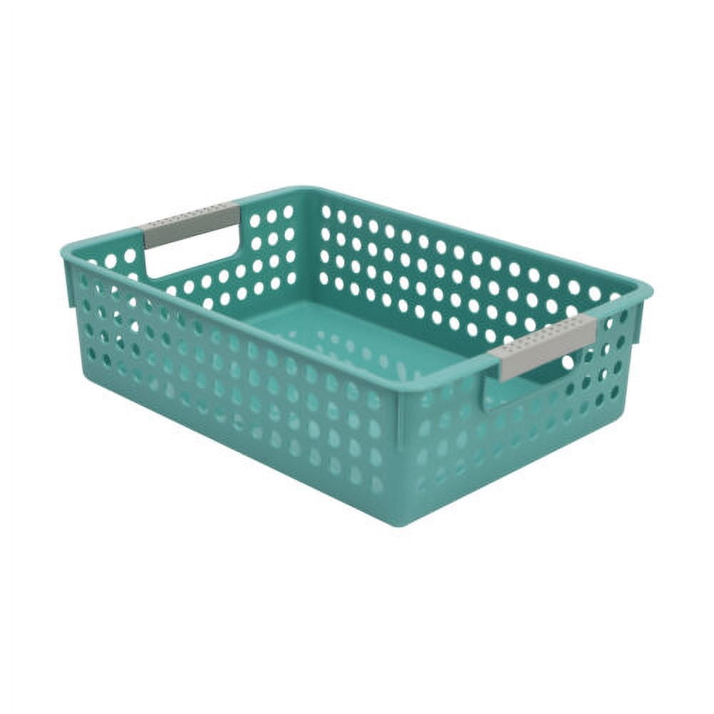 A4 Paper Trays With Handles – Set Of 4, 14x10x3.3 Inch, Light Color Plastic Storage Baskets For Classroom, Office, Home