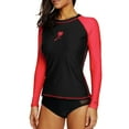 thumbnail image 4 of Women's Long Sleeve Rushguard Contrast Color UPF 50+ Tankini Swim Shirt, 4 of 6