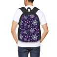 thumbnail image 4 of Disketp Christmas Purple Snowflakes Mochila Minimalista de Gran Capacidad, Mochila de Viaje para Escuela, Trabajo o Uso Diario, 4 of 6