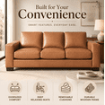 thumbnail image 5 of Naomi Home Freya Contemporary Oversized Genuine Leather Sofa by Naomi Home-Color: Tan, 5 of 10