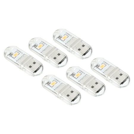 

Uxcell Portable USB Plugin 2 Beads LED Night Light Lamp Stick Warm White 6 Pack