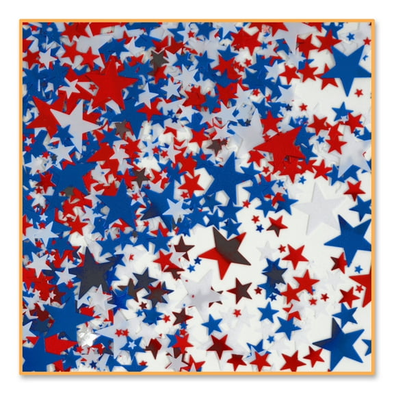 Beistle Pack of 6 Red, White & Blue Stars Patriotic Confetti Bags 0.5 oz.