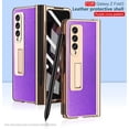 thumbnail image 2 of Funda de cuero con bisagras de doble chapado para teléfono Samsung Galaxy Z, carcasa plegable de 4 pliegues, 3 y 5G con ranura para bolígrafo, soporte HD, película frontal Fivean unisex, 2 of 2