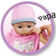Lissi: 16 Interactive Baby Doll Alexa - Pink-Grey-Polka Dot-Bow Outfit & Hat, Sounds & Moving Face, Bottle & Pacifier, Roleplay Toy, Kids-Toddlers 2+