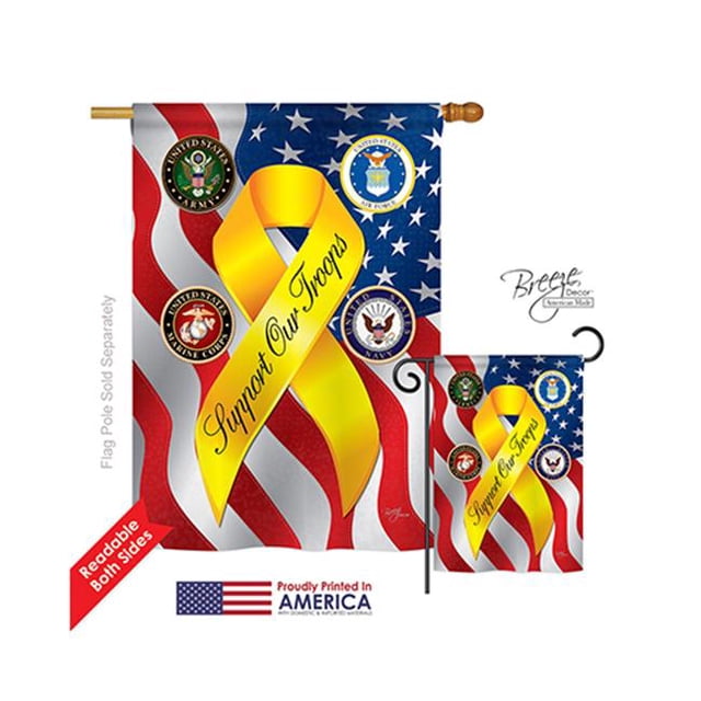 Breeze Decor 08060 Military Support Our Troops Freedom 2-Sided Vertical Impression House Flag - 28 x 40 in.