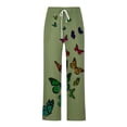 thumbnail image 5 of Cotton Linen Pants for Men 2026 Spring Summer Casual Elastic Waist Straight Leg Butterfly Print Beach Pants with Pockets, 5 of 5
