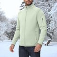 thumbnail image 2 of Wrtxtat Men's Track Jacket Solid Color Mock Neck Zip-Up Windproof Outerwear with Pockets Autumn Fashion Outdoor Active Leisure Running Ditness Top Green XXXL, 2 of 9