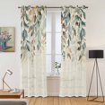 thumbnail image 2 of Green Brown Botanical Kitchen Curtains 84 Inch Length, Farmhouse Eucalyptus Leaves Rustic Grommet Top Bedroom Living Room Curtains, Light Filtering Cafe Curtain Drapes 2 Panels Set 84''x84'', 2 of 9