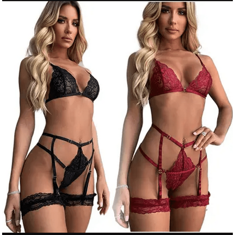 Women Sexy Lingerie Set Female Lace Bra and High-waisted Panty Set 2 Piece  Outfits Set 