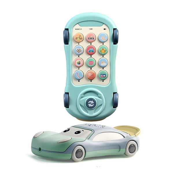 Juguete para bebé para niño de 1 año, teléfono para niños, coches, educación temprana, aprendizaje, coche musical para bebé, juguetes para teléfono con luz y sonido de estrella, proyector de estrellas, regalos musicales para niños pequeños de 1, 2, 3 años JM