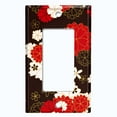 thumbnail image 5 of Metal Light Switch Plate Cover Japanese Flower Pattern Red Wallpaper FLW043, 5 of 13