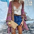thumbnail image 4 of Joernso Long Sleeve Sun Women Cardigan Quick Drying Summer Open Front Bohemian Floral Printed Shirt for Beach, 4 of 8