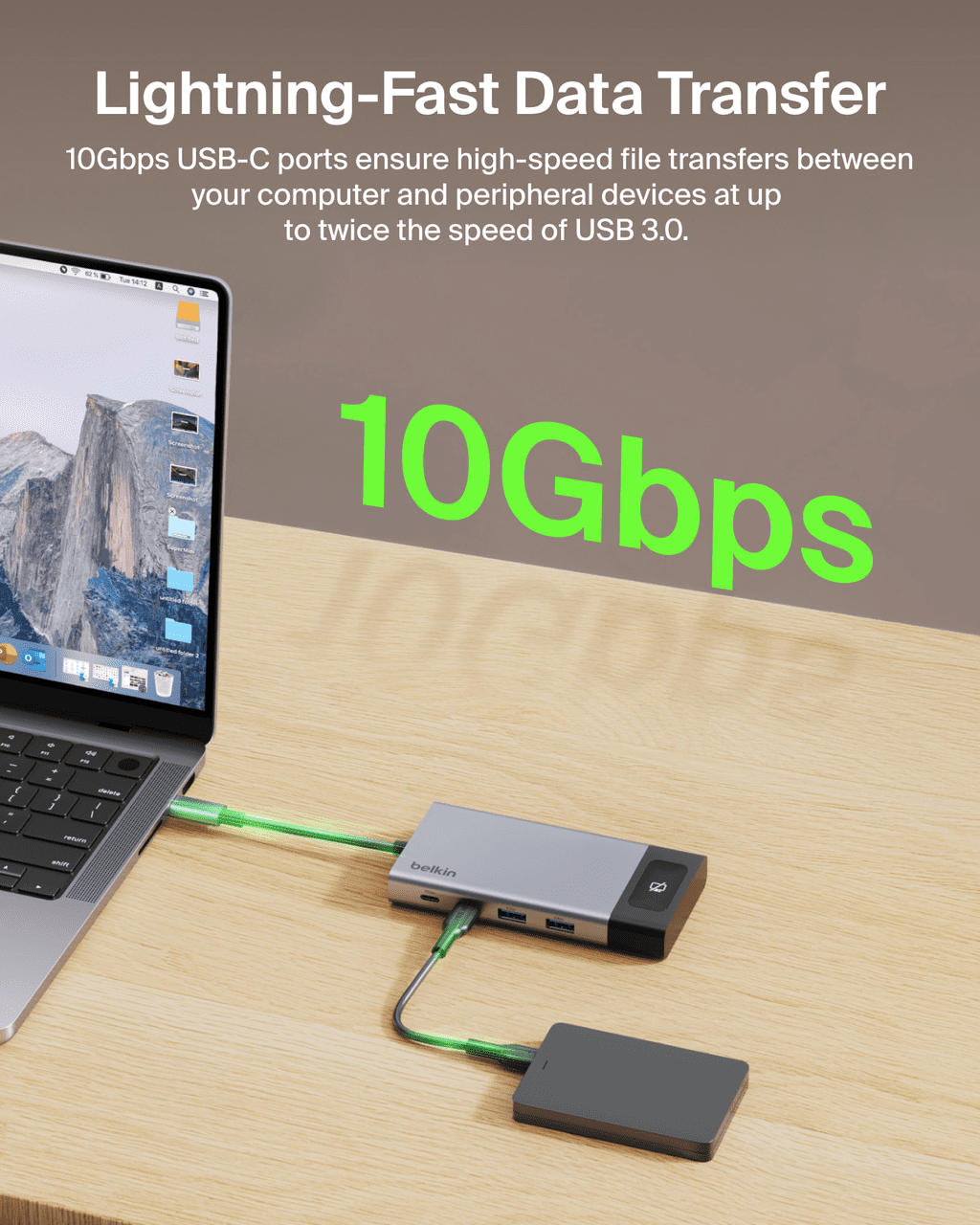 Belkin USB-C Hub, 8-in-1 Multi-Port Docking Station 100W - Dual Display Support for Mac, Windows and Chromebook - 10Gbps data transfer speeds, Ethernet, resolutions up to 4K@60Hz