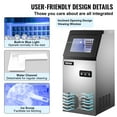 thumbnail image 6 of VEVOR 110V Commercial Ice Maker 110lbs/24h with 29lbs Storage 5x8 Cubes Stainless Steel Auto Clean for Bar Home Supermarkets, Includes Scoop and Connection Hose, 6 of 9