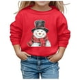 thumbnail image 1 of PMVFHDE Liquidation Chandails Molletonnés à Col Rond Fille Graphique Chandails d'Automne et d'Hiver de Noël pour Filles Imprimé Col Rond Manches Longues Décontracté Chandail Sans Capuche Vêtements pour Filles, Rouge, 3-4 Ans, 1 of 4