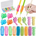 thumbnail image 1 of 18 Pcs Pencil Grips for Children Handwriting, Pen Holder Training Grip Soft Silicone Ergonomic Corrector Writing Tool - For Left and Right Handed - Co, 1 of 5
