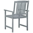 thumbnail image 6 of vidaXL Patio Chairs Outdoor Dining Chair with Cushions Gray Solid Wood Acacia, 6 of 12