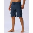 thumbnail image 2 of DARING DIVA Men's Solid Color Side Pockets Lining Summer Board Shorts 38 Navy Blue, 2 of 6
