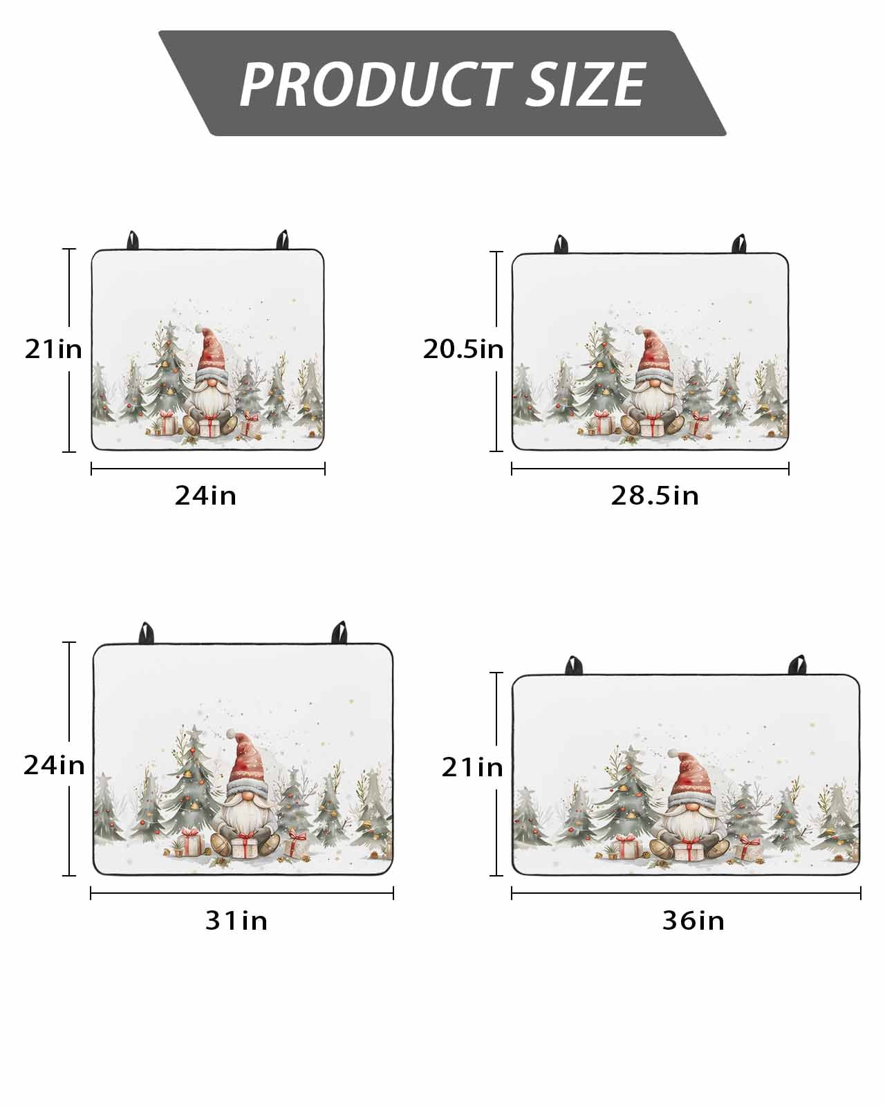 Christmas Stove Top Covers for Electric Stove, 28'x20'' Gnome Evergreen Cap Bells Watercolor Glass Ceramic Stove Cover Foldable Rubber Mat Heat Resistant Cooktop Protector for Kitchen
