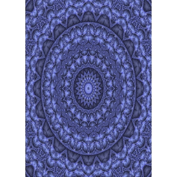 Ahgly Company Indoor Rectangle Patterned Denim Dark Blue Area Rugs, 2' x 4'