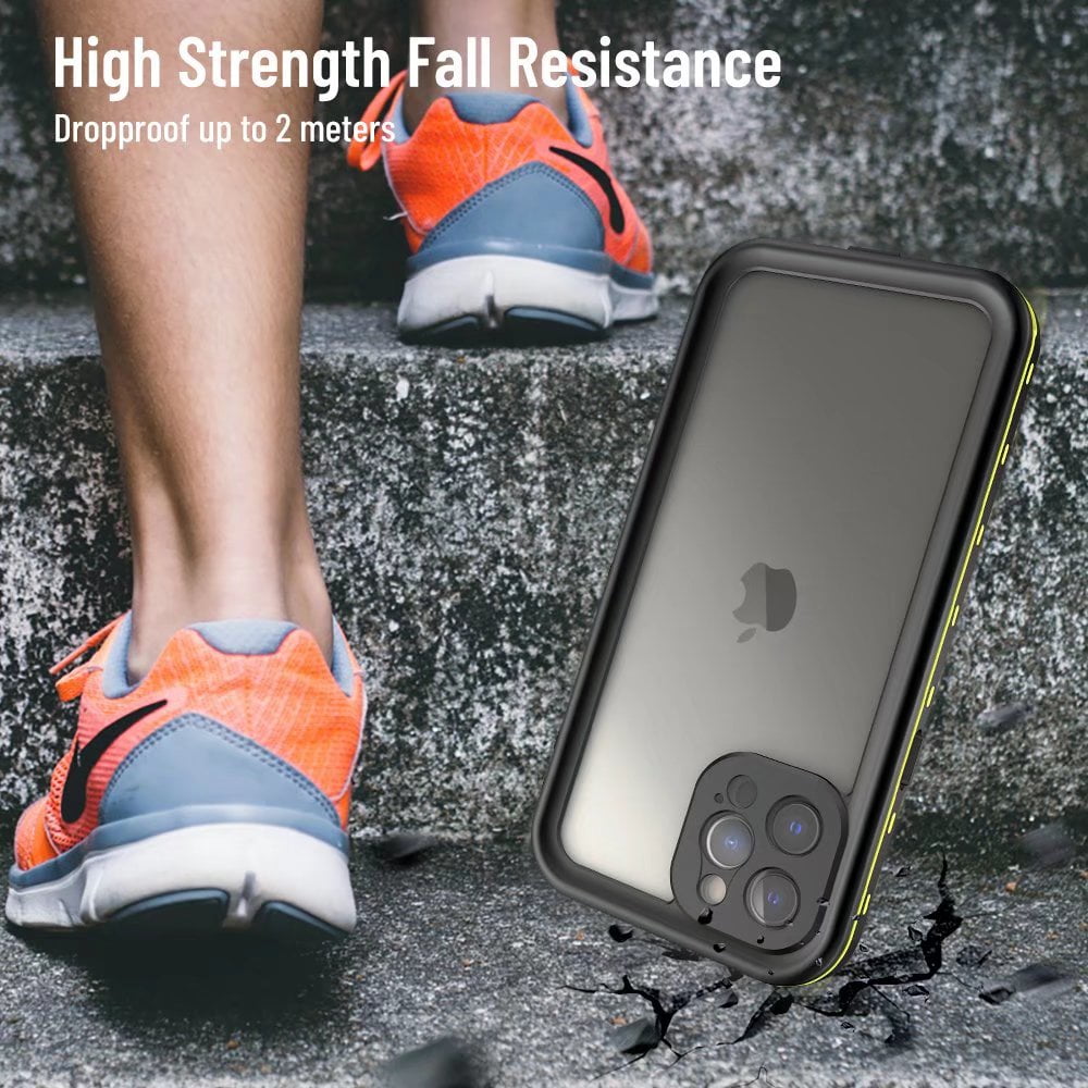 IP68 Waterproof Case for iPhone 12 Pro Max Underwater with Screen Protector Heavy Duty Full Body Protection Compatible Wireless Charging (6.7" Yellow)