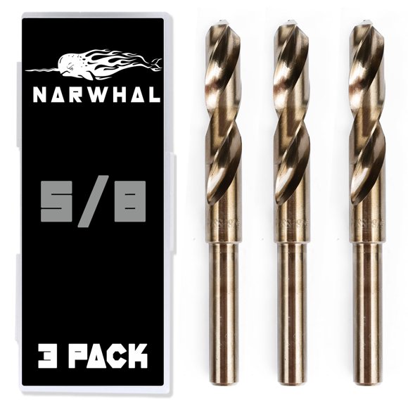 5/8 Cobalt Drill Bits - 3 Pack - 6 Inch Length - M35 Cobalt Drill Bits with Storage Case - Perfect Drill Bits for Metal, Hardened & Stainless Steel, Cast Iron, and More!