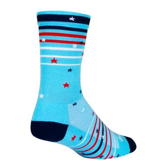 SockGuy Crew 6 inch Cycling/Running Socks - Sparkler - CRSPARKLER (Sparkler - L/XL)