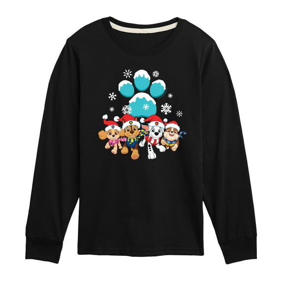Paw Patrol - Pup Group Snowy Pawprint - Toddler And Youth Long Sleeve Graphic T-Shirt