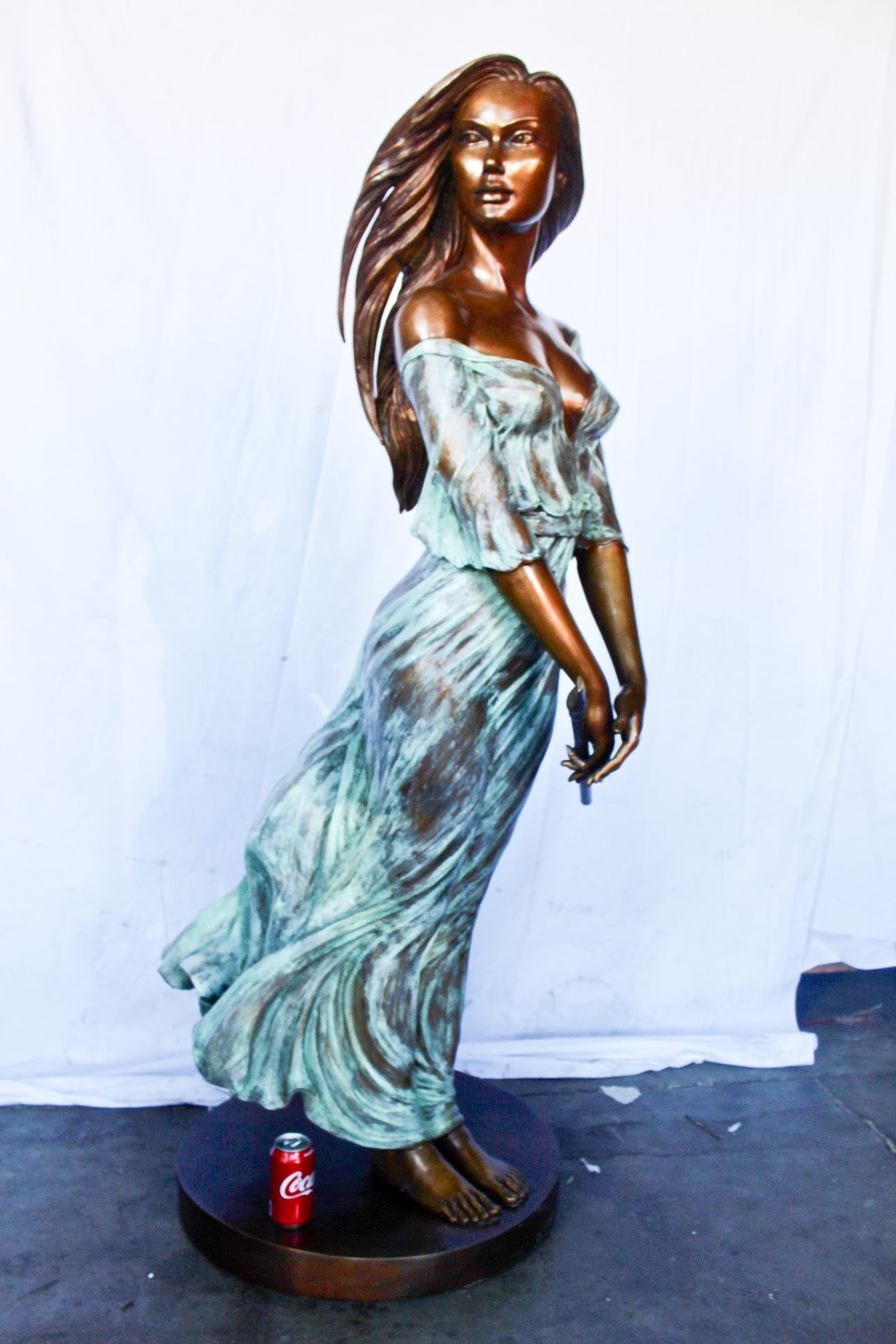Nifao Beautifully exotic flutist women bronze statue – Outdoor Garden Decor Sculpture, 34"L x 25"W x 68"H