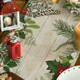 thumbnail image 3 of Holly Fir Wood Pine Cone Leaves Christmas Table Runner, Seasonal Winter Holiday Kitchen Dining Table Decoration for Home Party Decor 13x72 Inch, 3 of 6