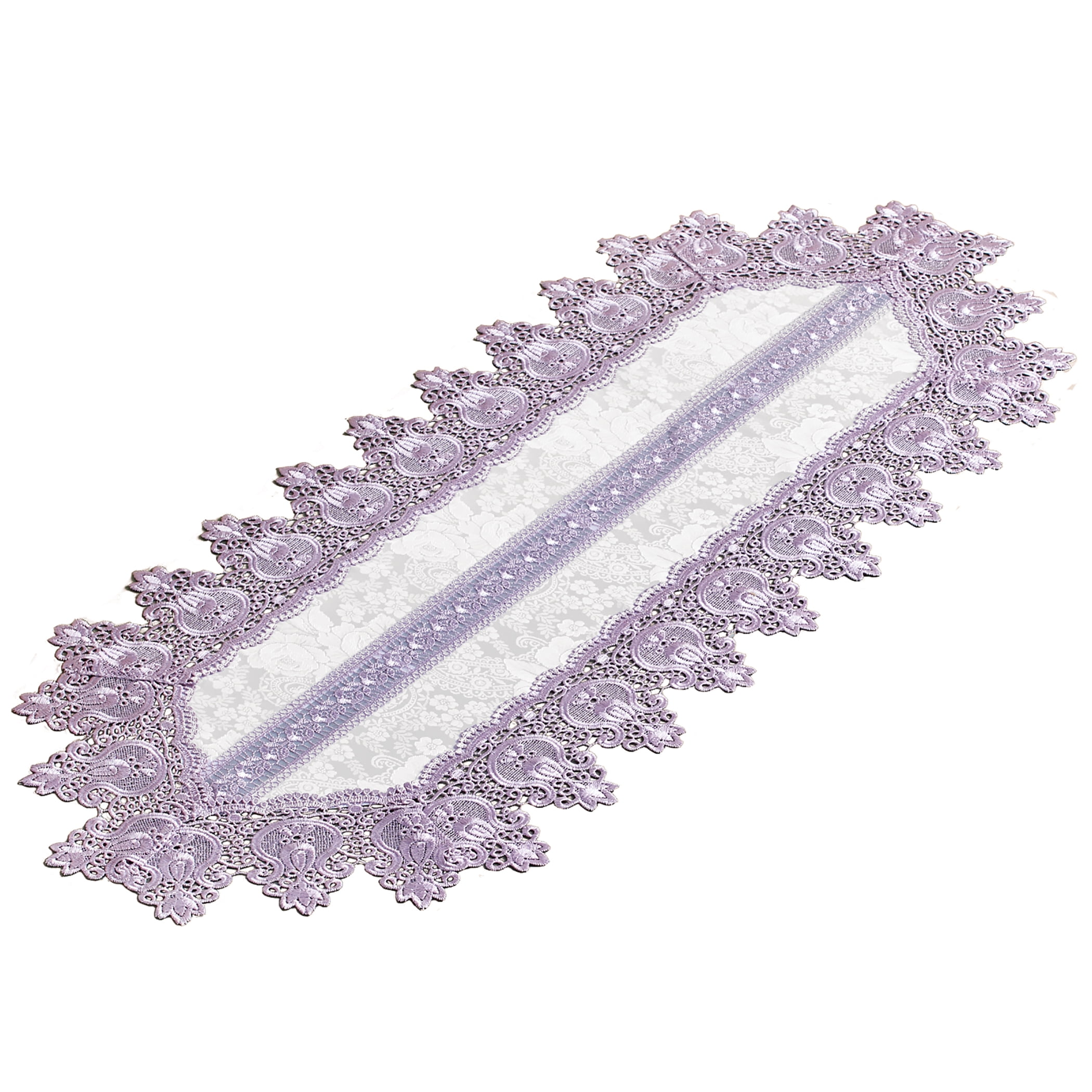 Collections Etc Elegant Lace Dresser Scarf WHITE