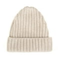 thumbnail image 2 of WITHMOONS Wool Ribbed Knitted Beanie Hat Slouchy Bobble Pom AC5476 (Ivory), 2 of 3